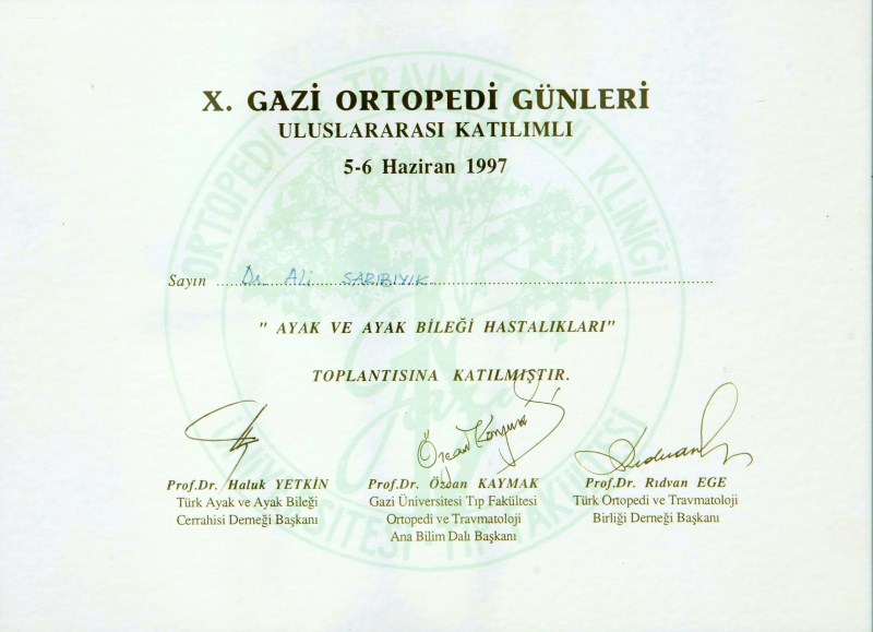 X. Gazi Ortopedi Günleri — Ayak ve Ayak Bileği Hastalıkları