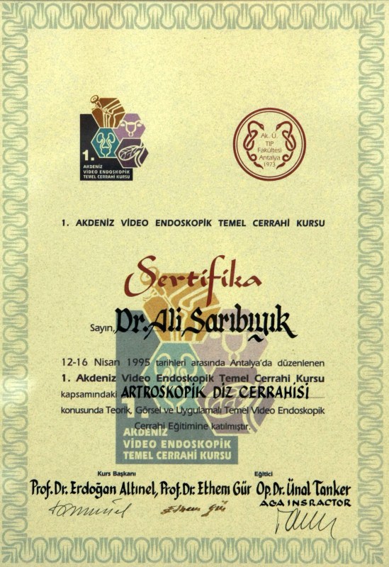 1. Akdeniz Video Endoskopik Temel Cerrahi Kursu — Artroskopik Diz Cerrahisi