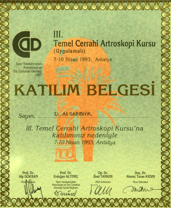 III. Temel Cerrahi Artroskopi Kursu